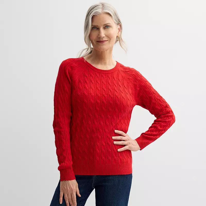 Petite Croft & Barrow® The Extra Soft Cabled Crewneck Sweater, Women's, Size: XXL Petite, Black Product Image