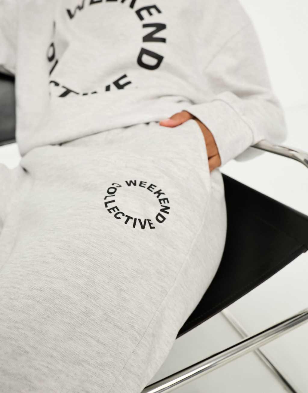Weekend Collective oversized sweatpants with logo in gray heather - part of a set Product Image