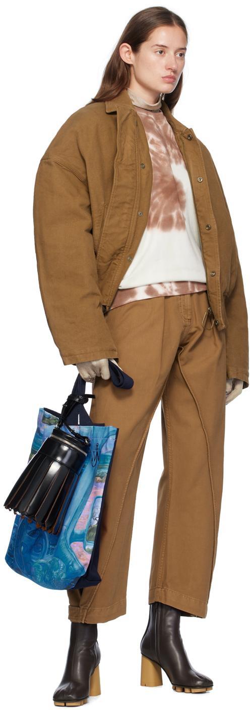 JW ANDERSON Workwear Cotton Twill Twisted Seam Pants In Brown Product Image