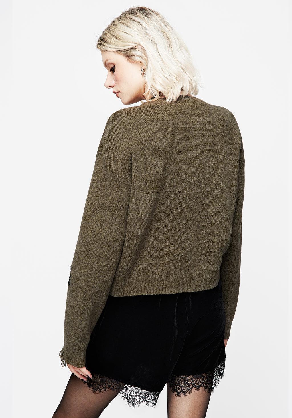 Vertebrae Graphic Knit Crop Cardigan Product Image