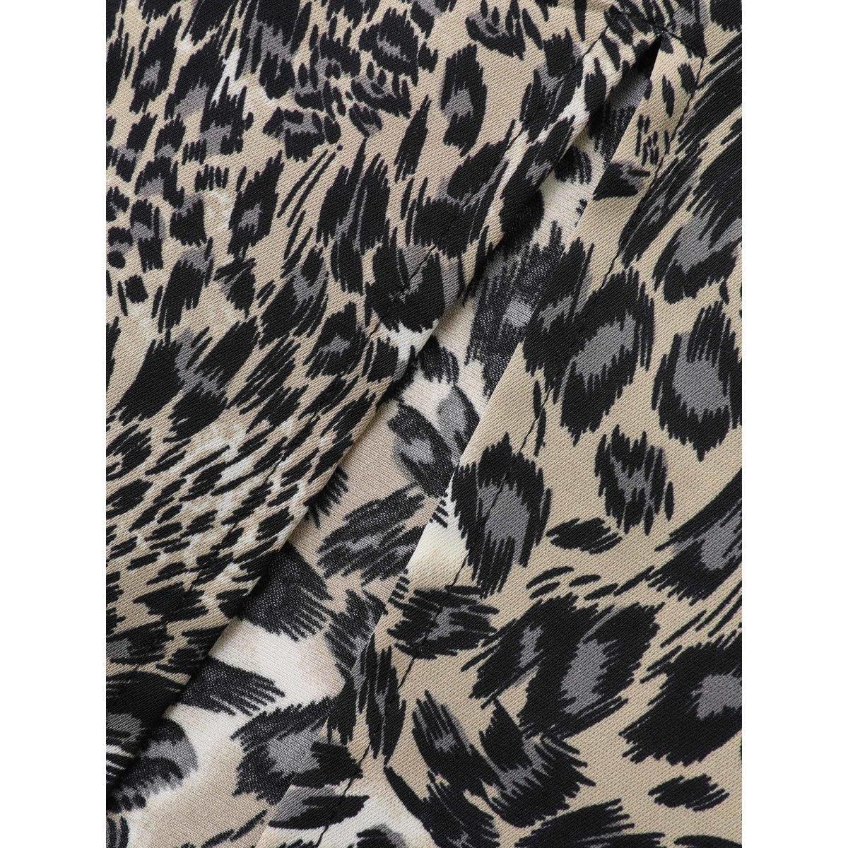 Plus Size Cowl Neck Leopard Print Maxi Dress Leopard Women Elegant Slit Cowl Neck Sleeveless Curvy BloomChic 30/6X Product Image