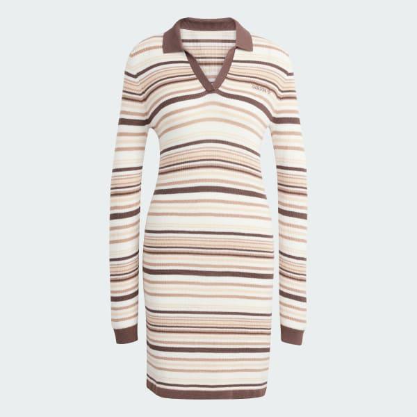 Striped Knitted Polo Dress Product Image
