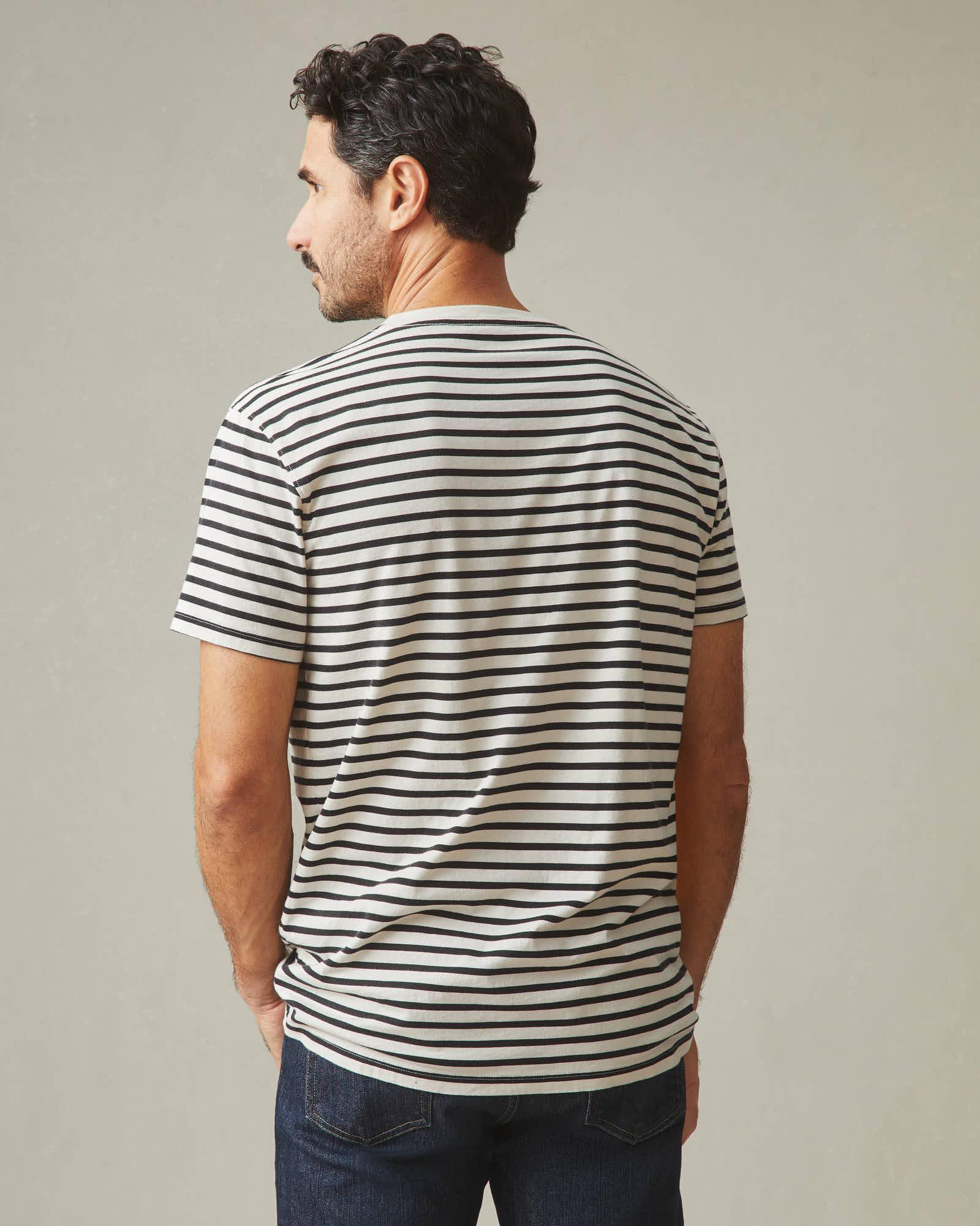 Men's Classic Cotton Crew Tee - Striped - Navy Stripe Male Product Image