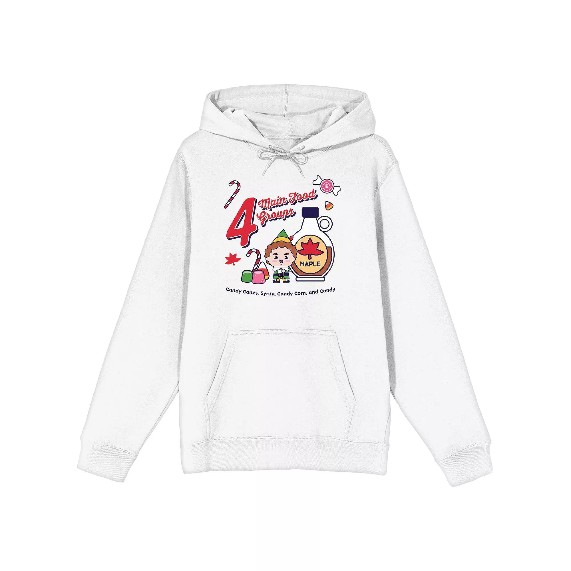 Men's Four Main Food Groups Elf Hoodie, Size: XXL, White Product Image