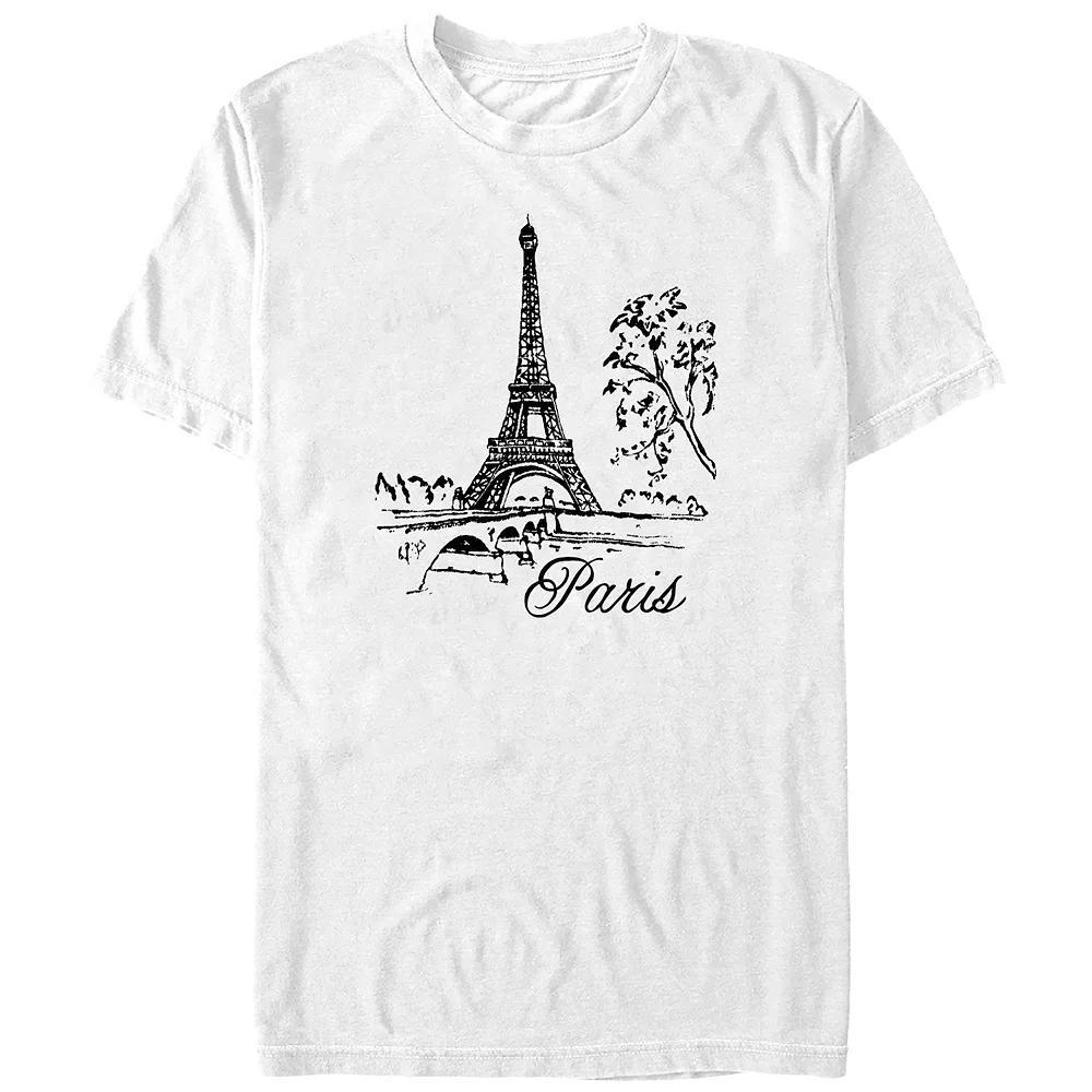 Men's Eiffel Tower Drawing Paris Graphic Tee, Size: XS, White Product Image