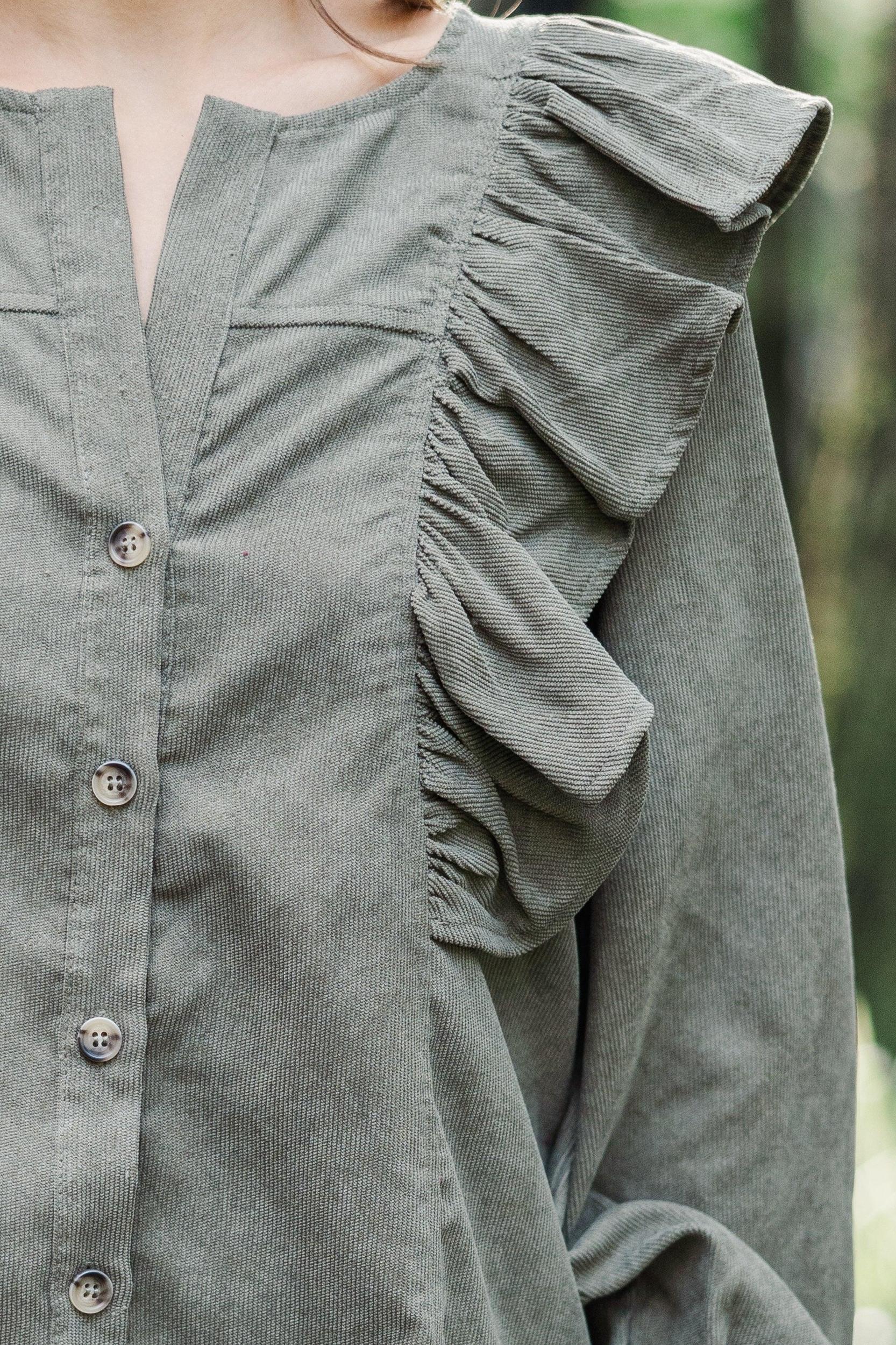 Never Too Late Olive Green Corduroy Dress Female Product Image