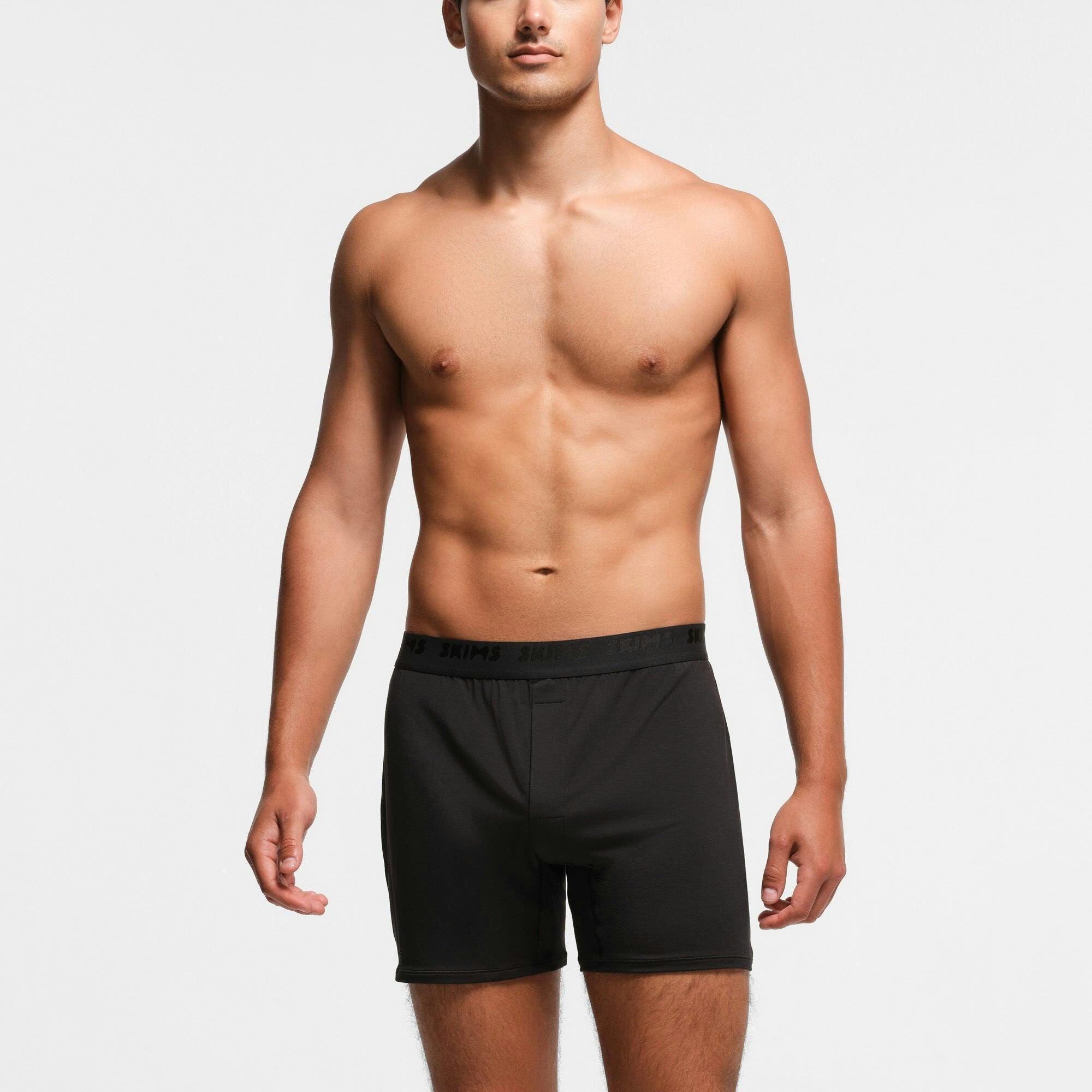 SKIMS STRETCH MENS KNIT BOXER | OBSIDIAN Product Image