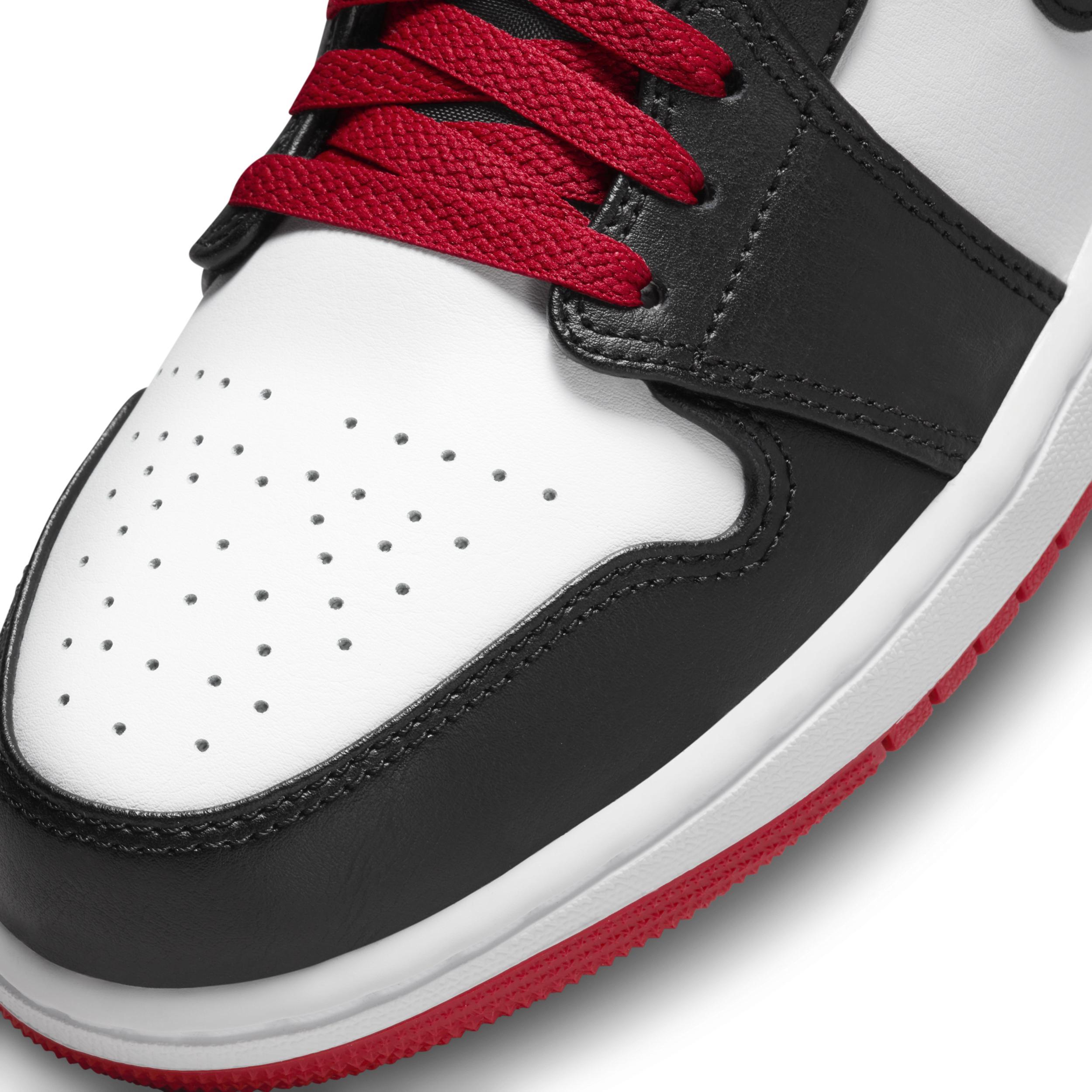 Jordan Mens AJ 1 Mid - Basketball Shoes Black/White/Red Product Image