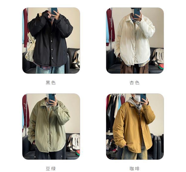 Hooded Padded Button-Up Jacket Product Image