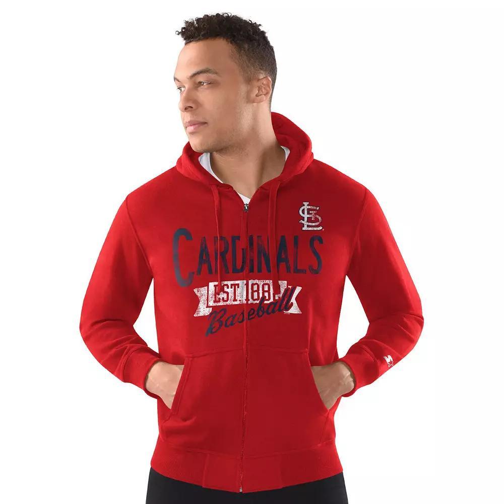 Men's Starter  Royal Chicago Cubs Distressed Full-Zip Hooded Jacket, Size: Large, Blue Product Image