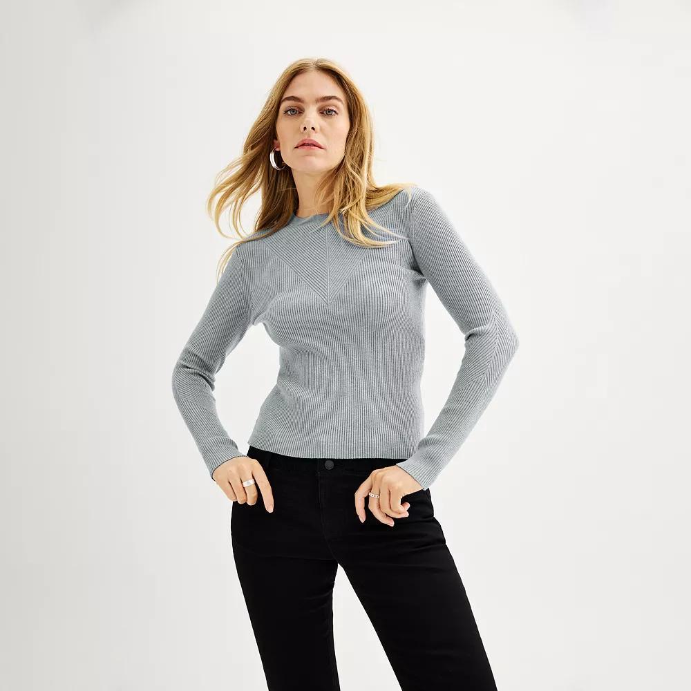 Women's Nine West Ribbed Sweater, Size: XXL, Dark Metal Grey Product Image