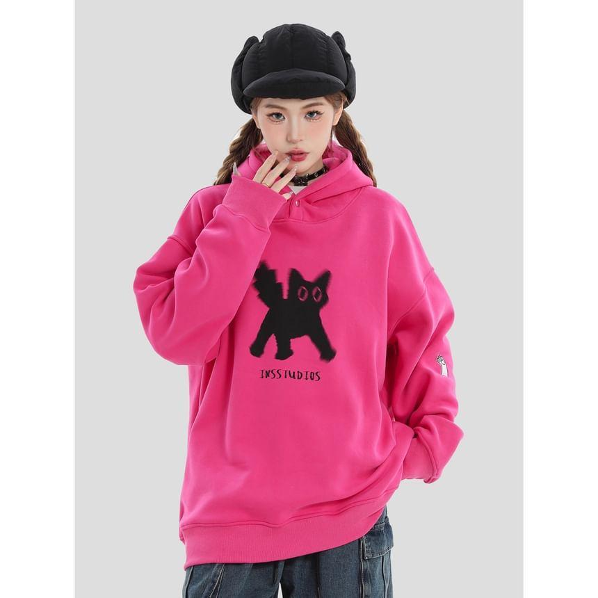 Couple Matching Cat Print Loose Fit Hoodie Product Image