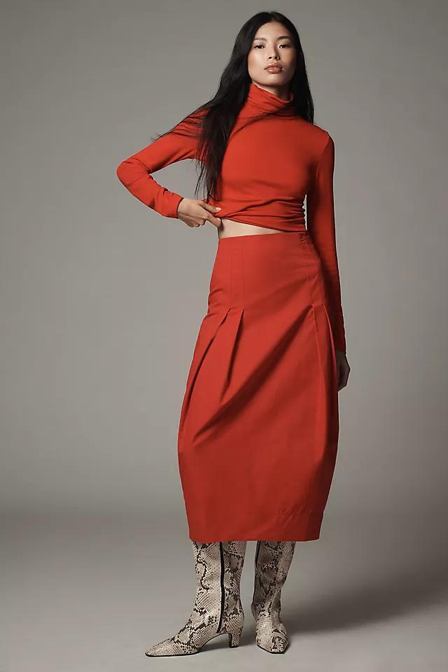 Maeve Sculpted Bow Midi Skirt Product Image