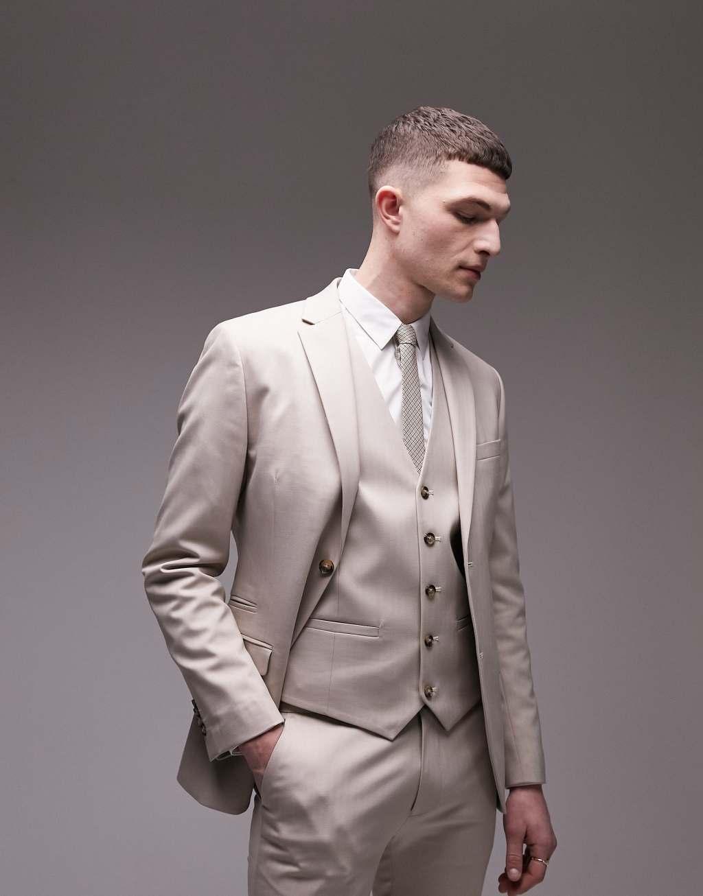 Topman super skinny herringbone texture suit pants Product Image