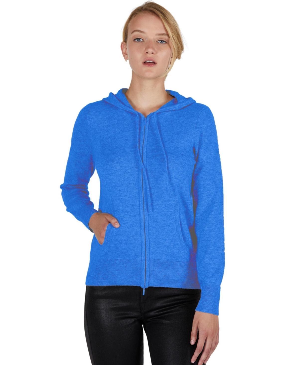 Jennie Liu Womens 100% Pure Cashmere Long Sleeve Zip Hoodie Cardigan Sweater (1573, Petal Pink ) Product Image