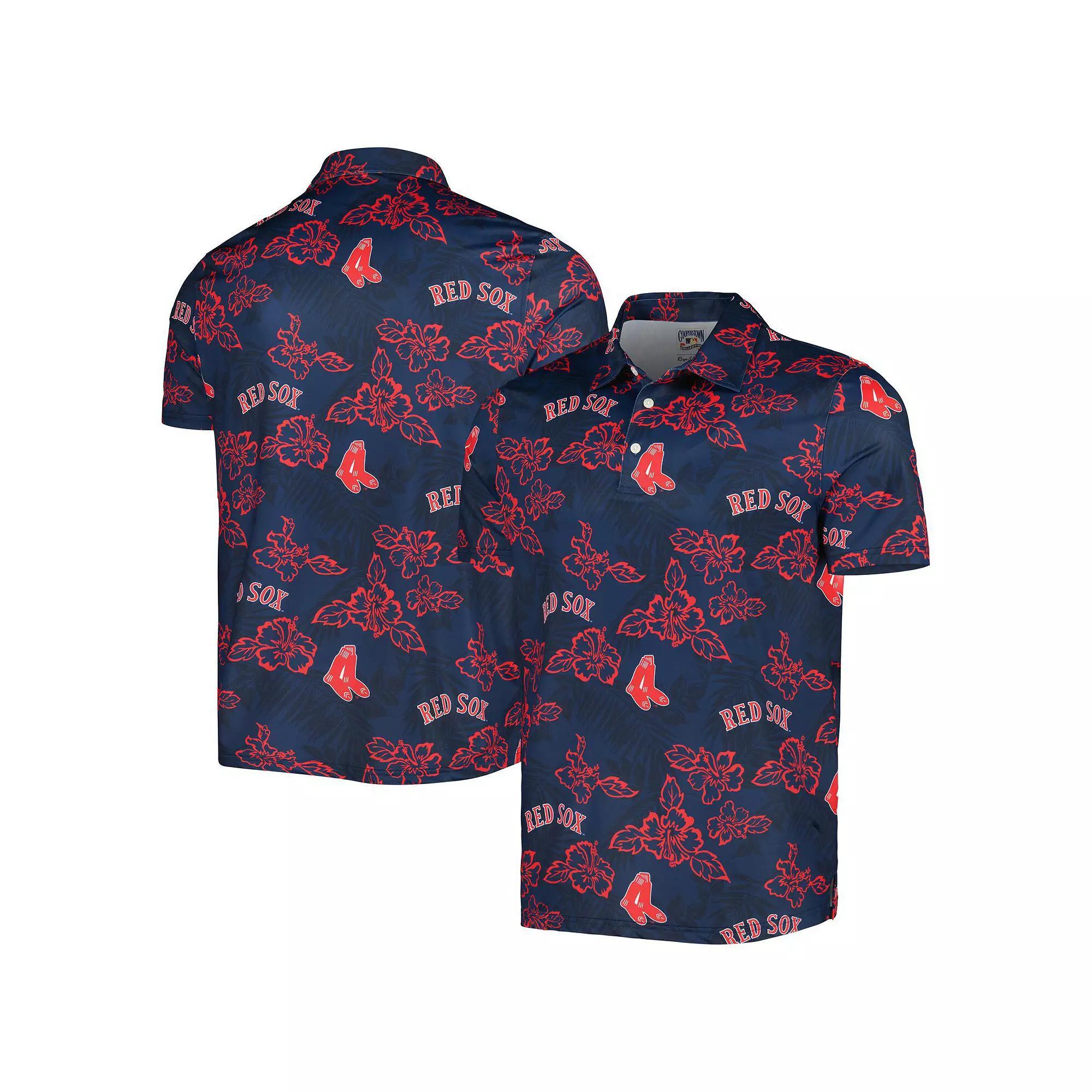 Men's Reyn Spooner Navy Boston Red Sox Cooperstown Collection Puamana Print Polo, Size: 3XL, Blue Product Image