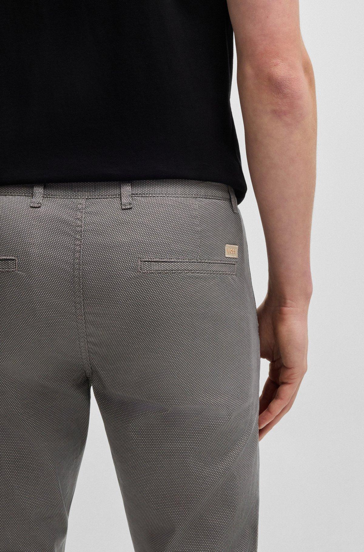 Slim-fit trousers in micro-printed stretch cotton Product Image