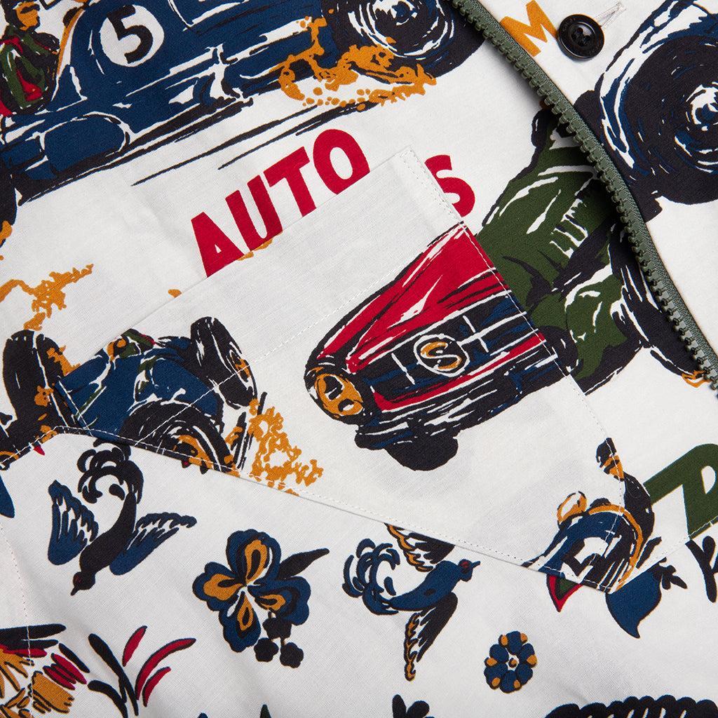 Car Race Tropical Print Shirt - Ivory Male Product Image
