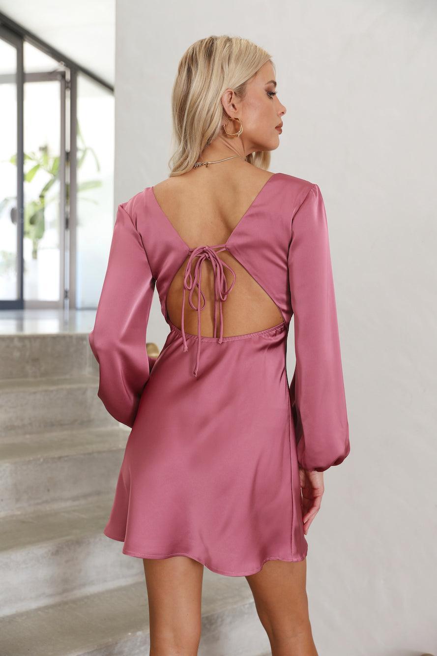 Dream Date Satin Mini Dress Rose Product Image