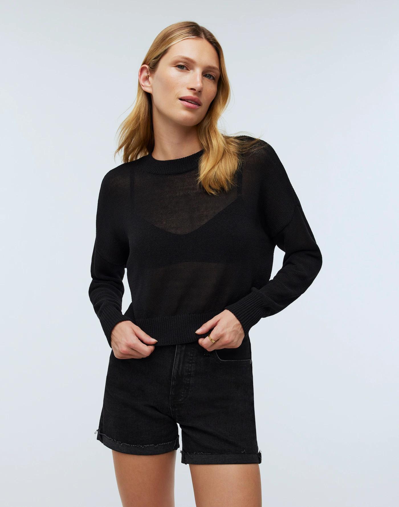 Loose-Knit Crewneck Sweater Product Image
