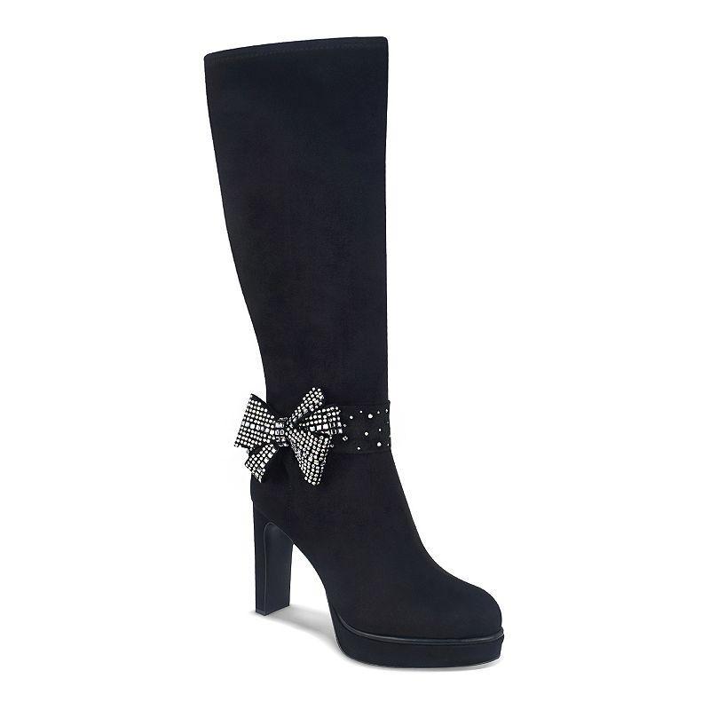 Impo Onneli Women's Bling Stretch Over-the-Knee Platform Boots, Size: 7.5, Black Product Image