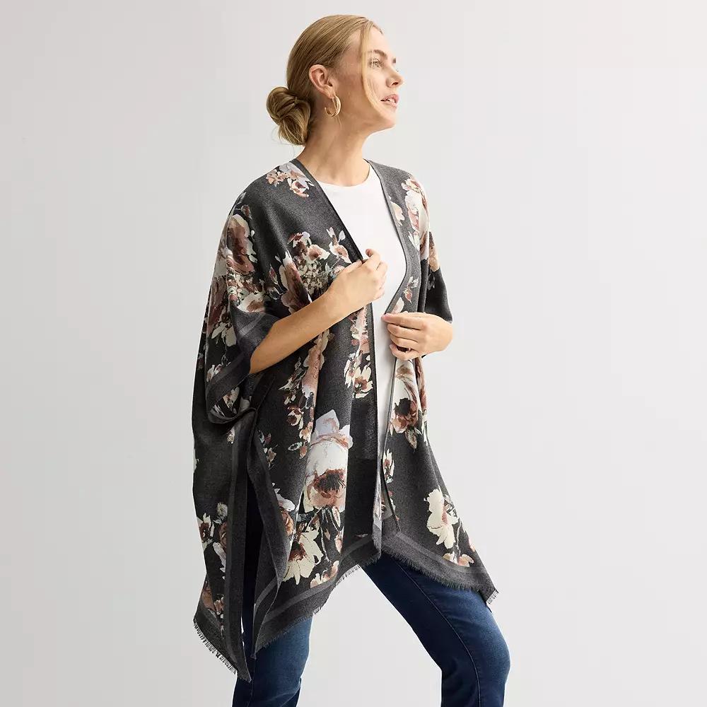 Women's Nine West Brushed Floral Printed Softy Topper, Black Product Image