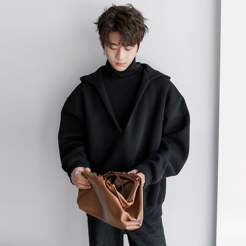Mock Two-Piece Turtleneck Hoodie Product Image