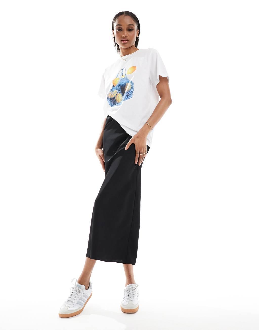 ASOS DESIGN Tall satin bias midi skirt Product Image