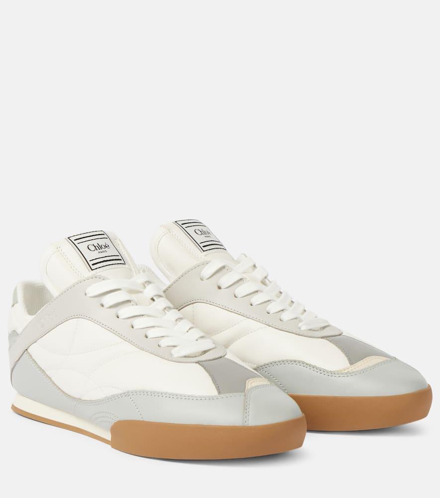 CHLOÉ Kick Lace-up Leather Low Top Sneakers In Blue Product Image