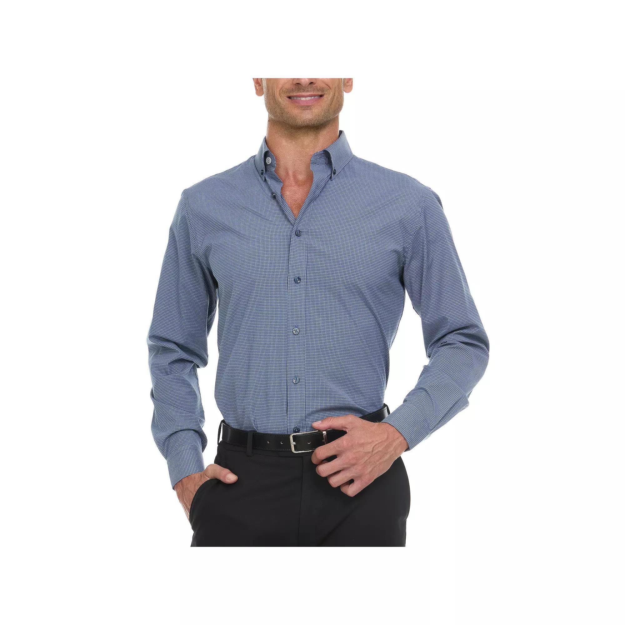 Men's Ben Sherman Slim-Fit Dress Shirt, Size: Large-34/35, Navy White Micro Check Product Image