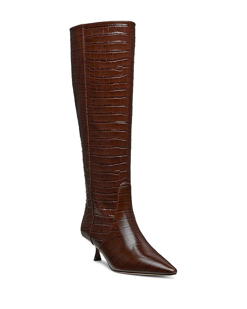 Stuart Weitzman Womens Naomi 50 Pointed Toe Embossed Tall Kitten Heel Boots Product Image