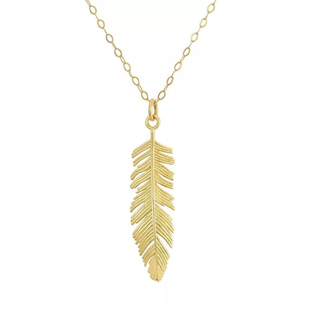 Forever 14K 14k Gold Feather Pendant Necklace, Women's Product Image
