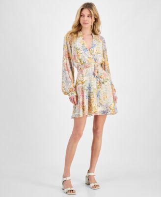 Lucy Paris Womens Zinna Floral-Print Faux-Wrap Dress Product Image