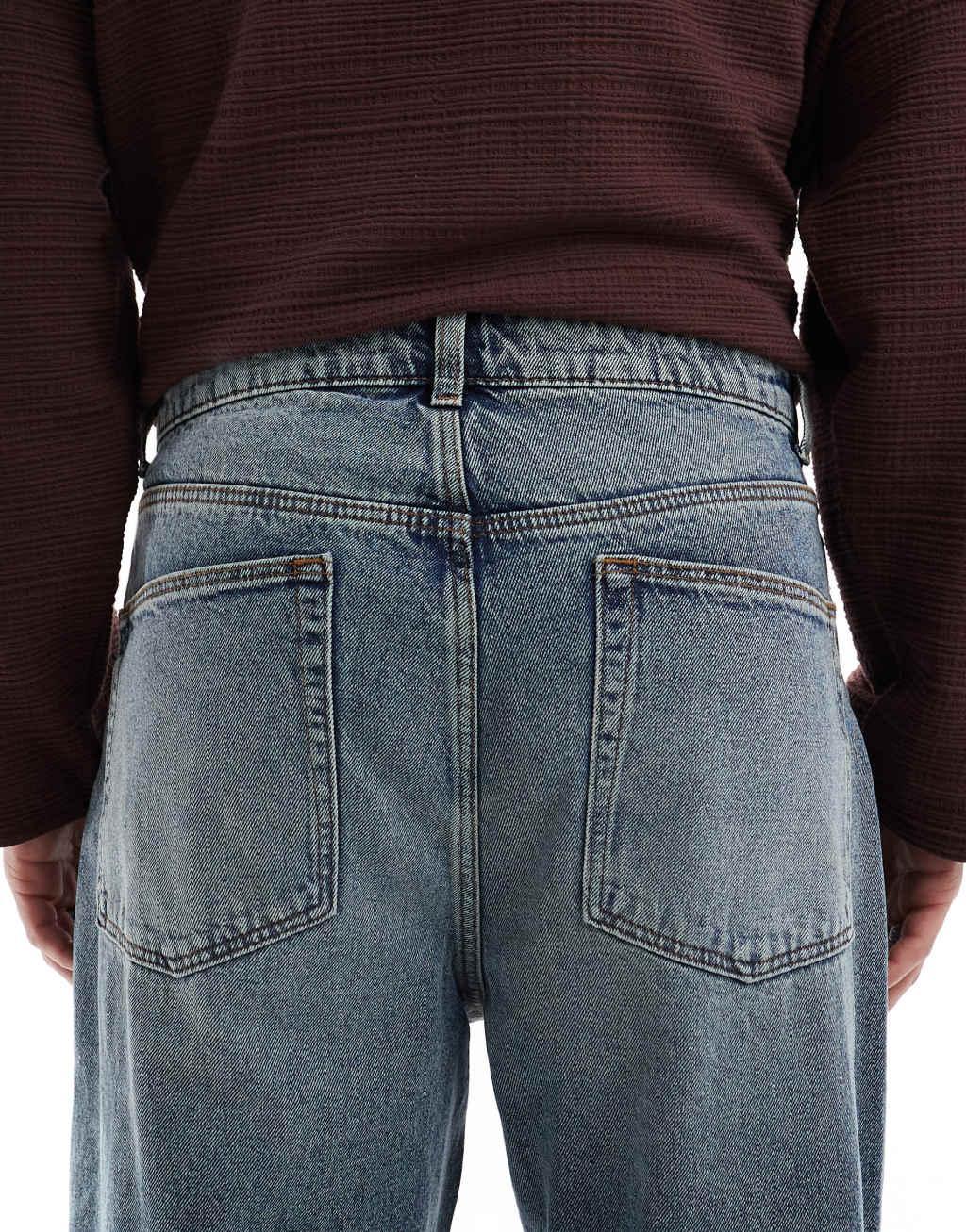 ASOS DESIGN barrel fit jeans in vintage light wash blue Product Image