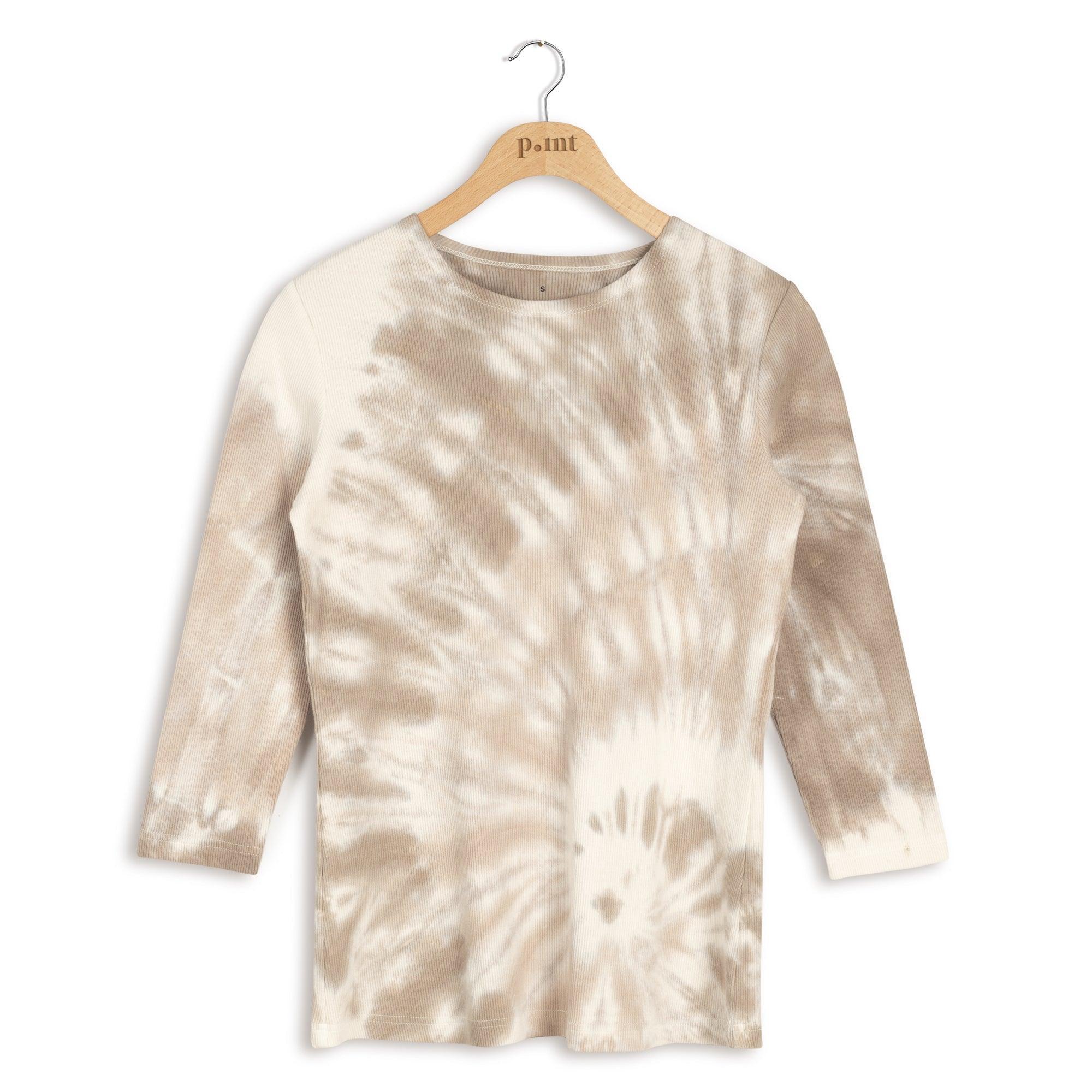 Point Ribbed Tie-Dye Crewneck Top Product Image