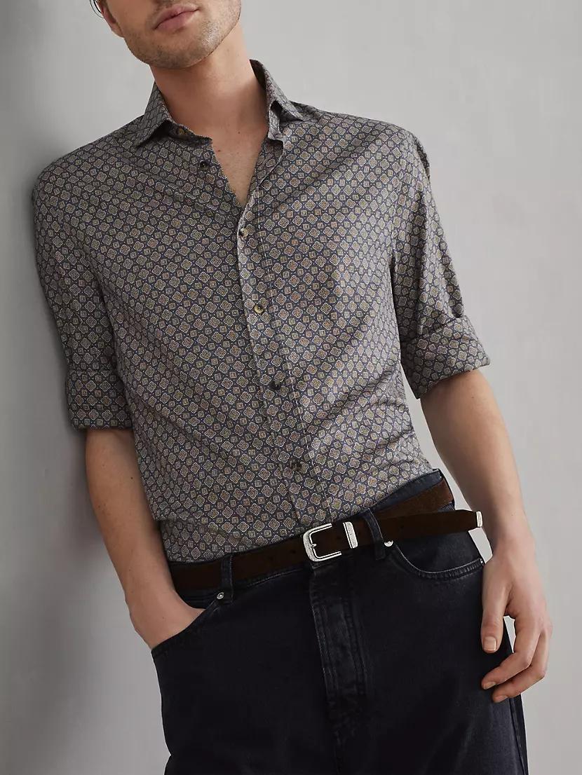 Two Tone Geometric Print Slim Fit Shirt Product Image