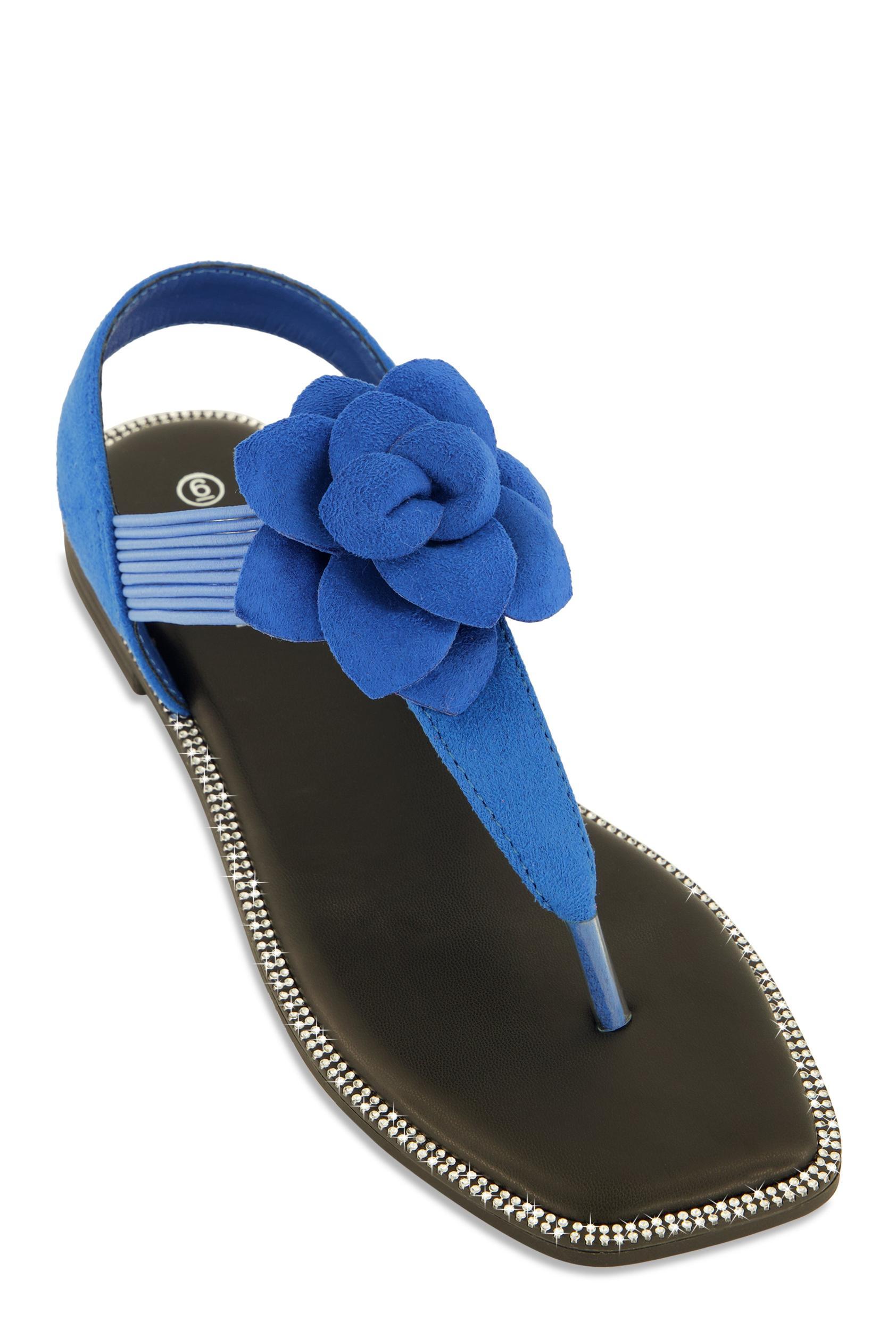 Womens Faux Suede Flower Corded Thong Sandals Product Image