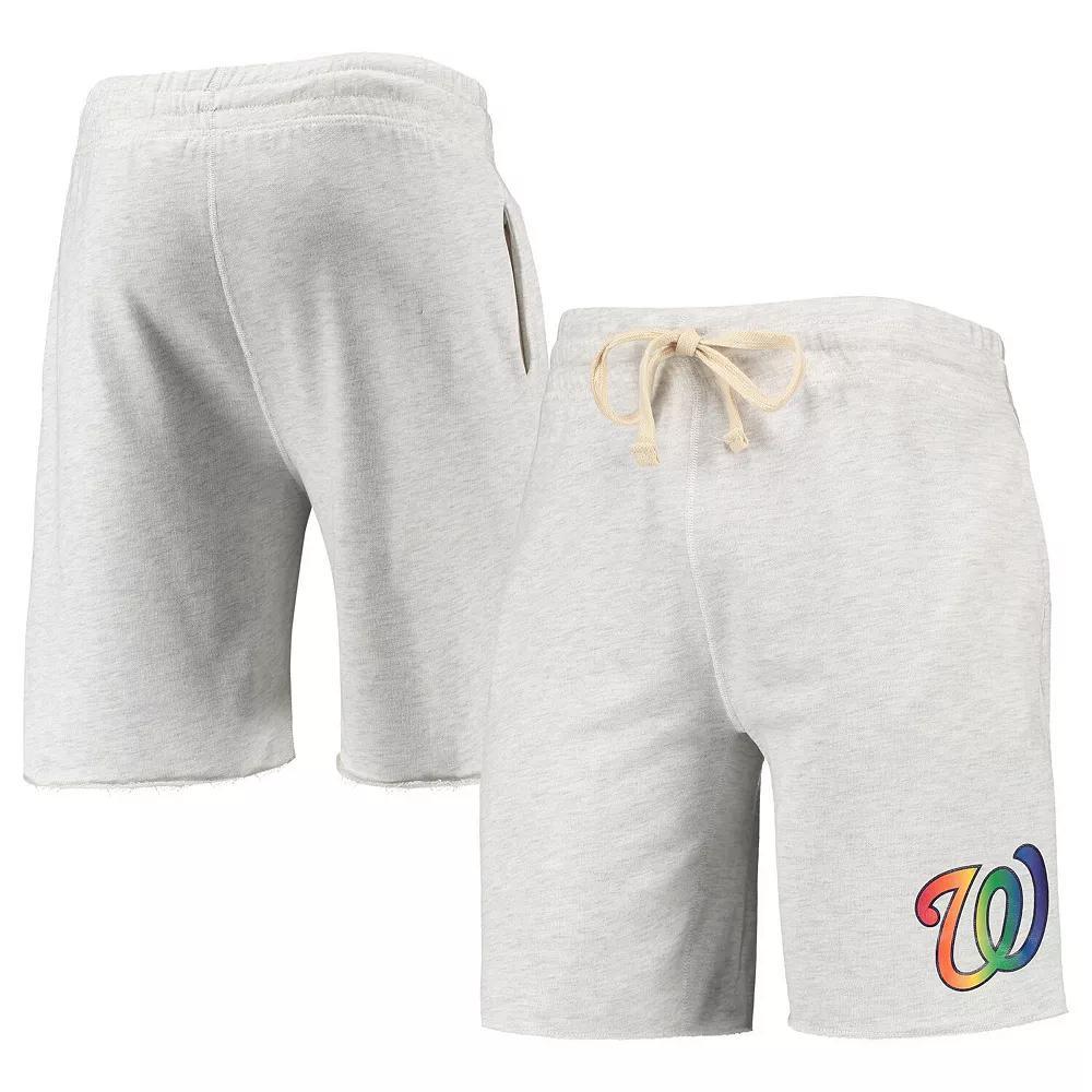 Men's Concepts Sport Oatmeal Washington Nationals Mainstream Logo Terry Tri-Blend Shorts, Size: 2XL, Team Product Image