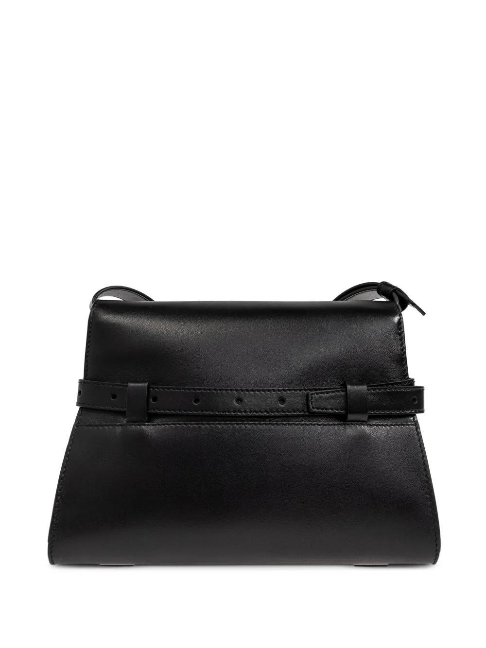 MOSCHINO Belted Leather Shoulder Bag In Black Product Image