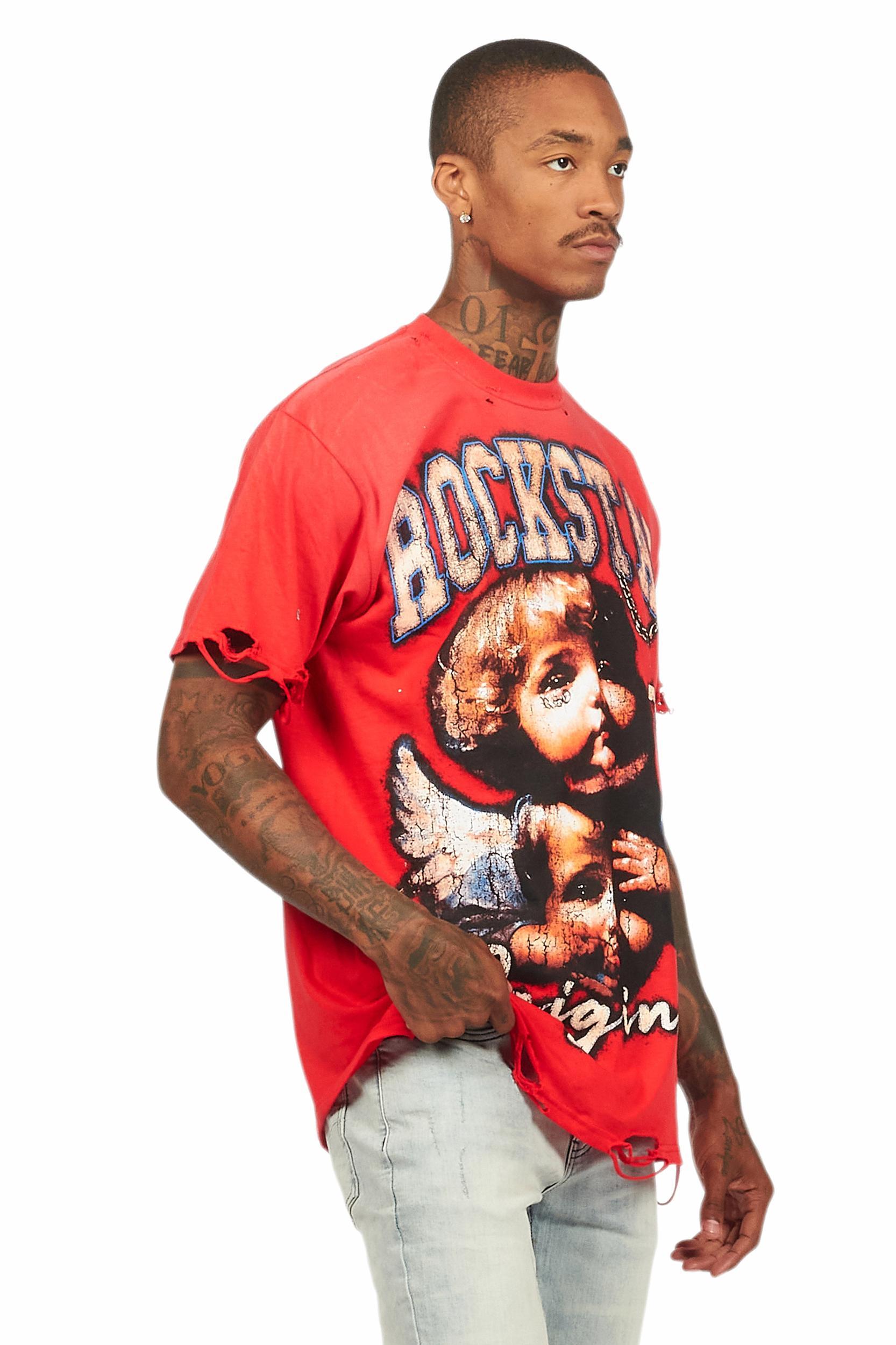 Deiter Red Oversized Graphic T-Shirt Male Product Image