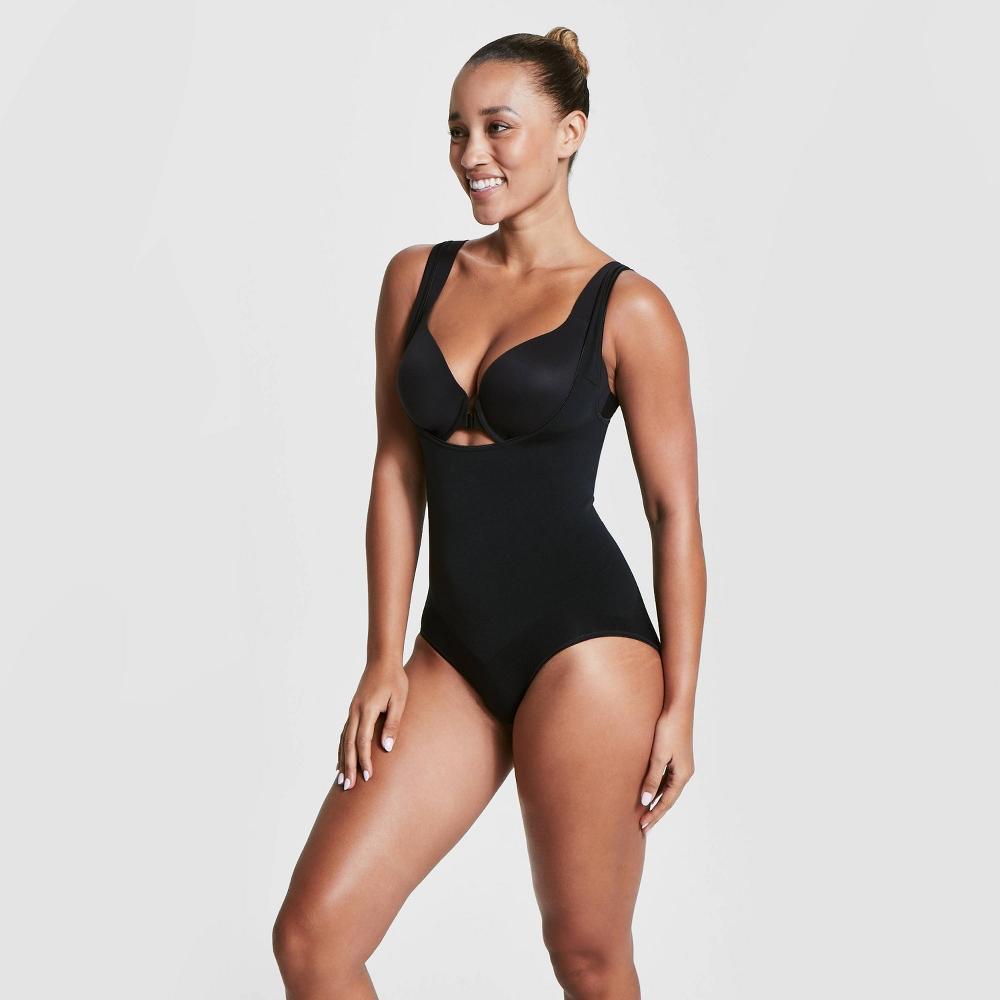 ASSETS by SPANX Womens Remarkable Results Open-Bust Brief Bodysuit - Black L: Ultra Firm Compression, Tummy & Waist Slimming Shapewear Product Image