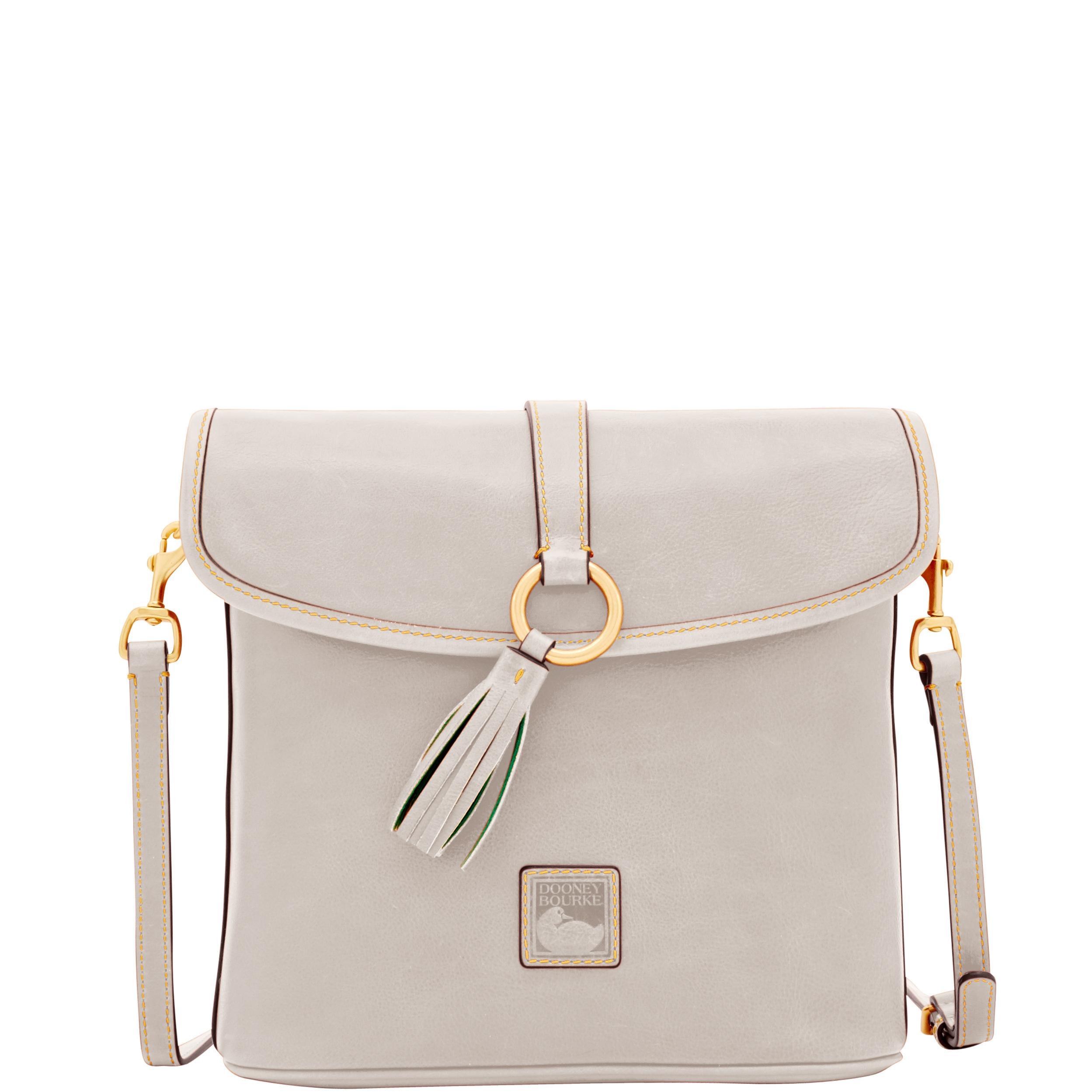 Dooney & Bourke Womens Florentine Large Dottie Crossbody Leather Shoulder Bag in Ecru Product Image