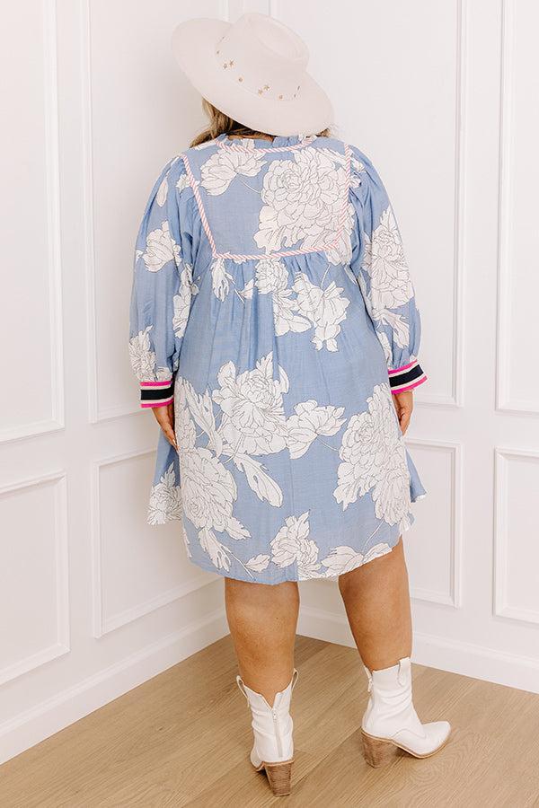 Vineyard Stroll Floral Mini Dress in Sky Blue Curves Product Image