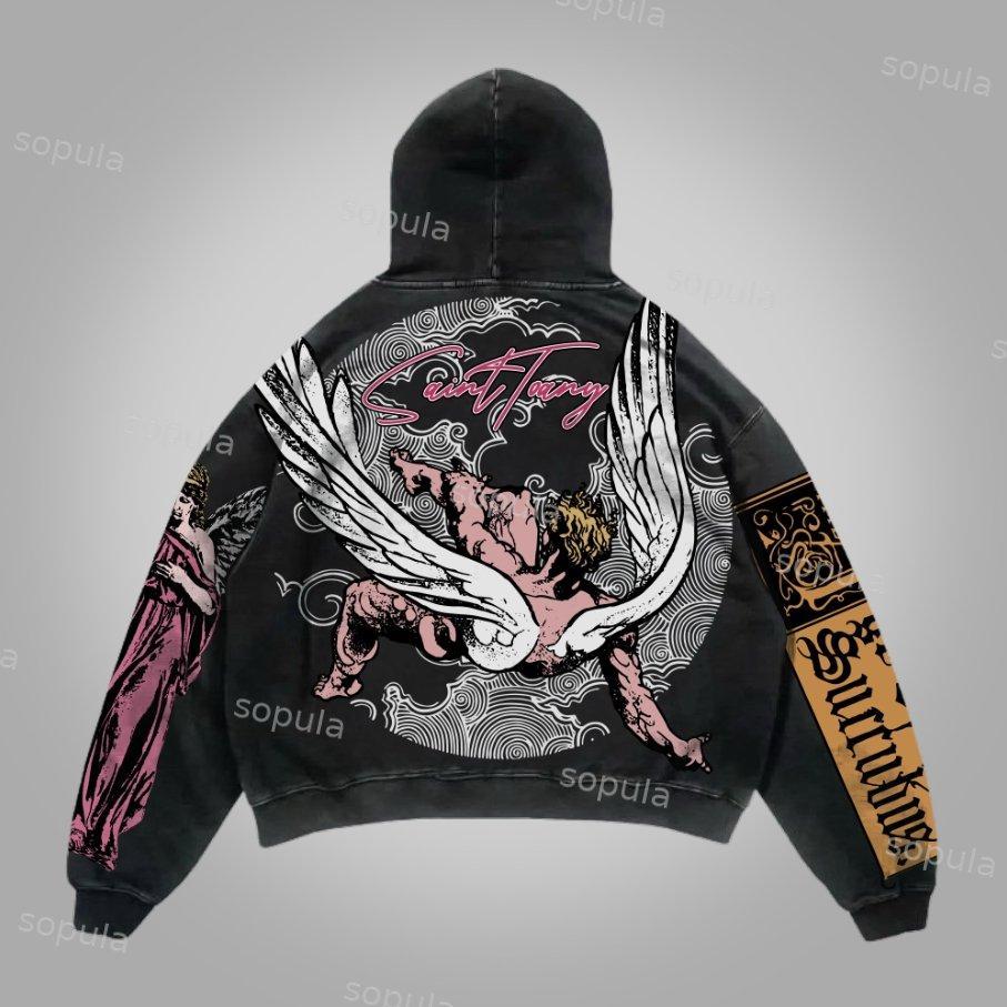 Classical Art Vintage Graphics Pocket Hoodie Product Image