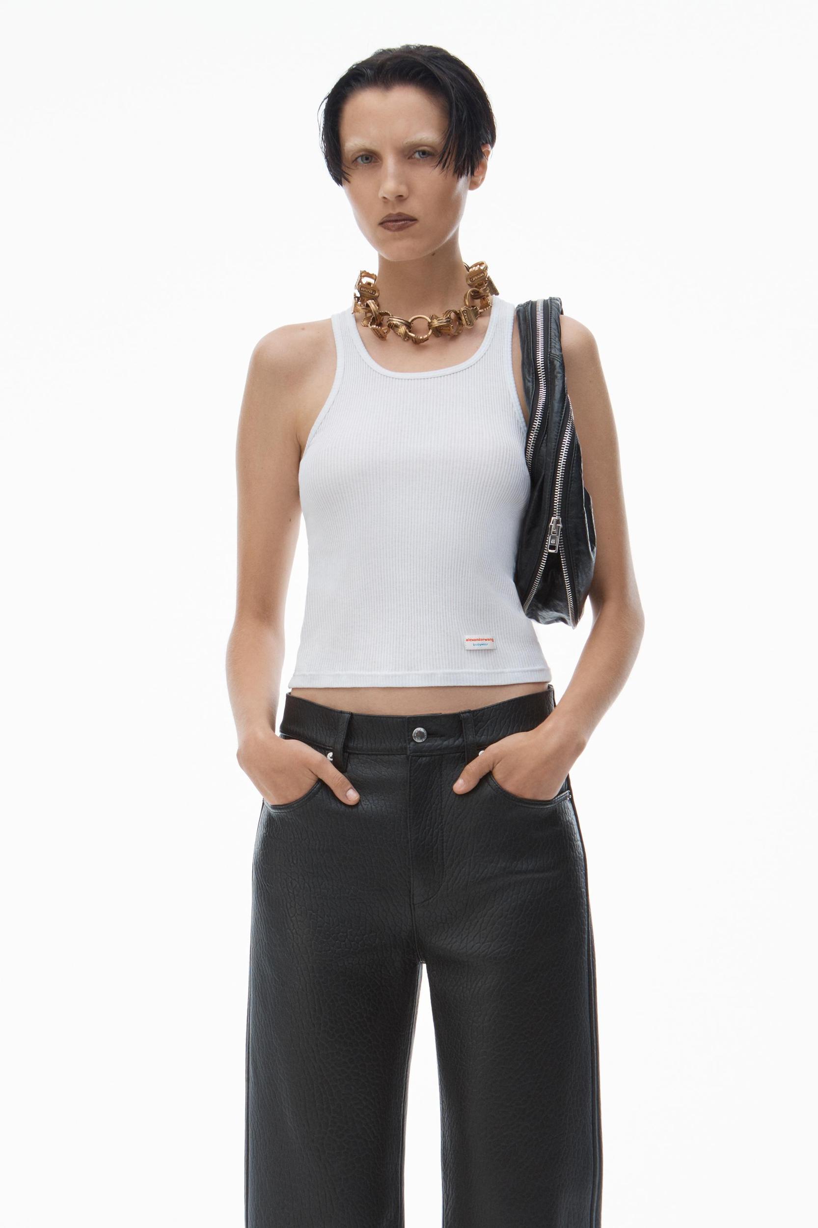 Ez - Mid Rise Relaxed Straight Pant In Primal Nappa Lambskin Leather Product Image