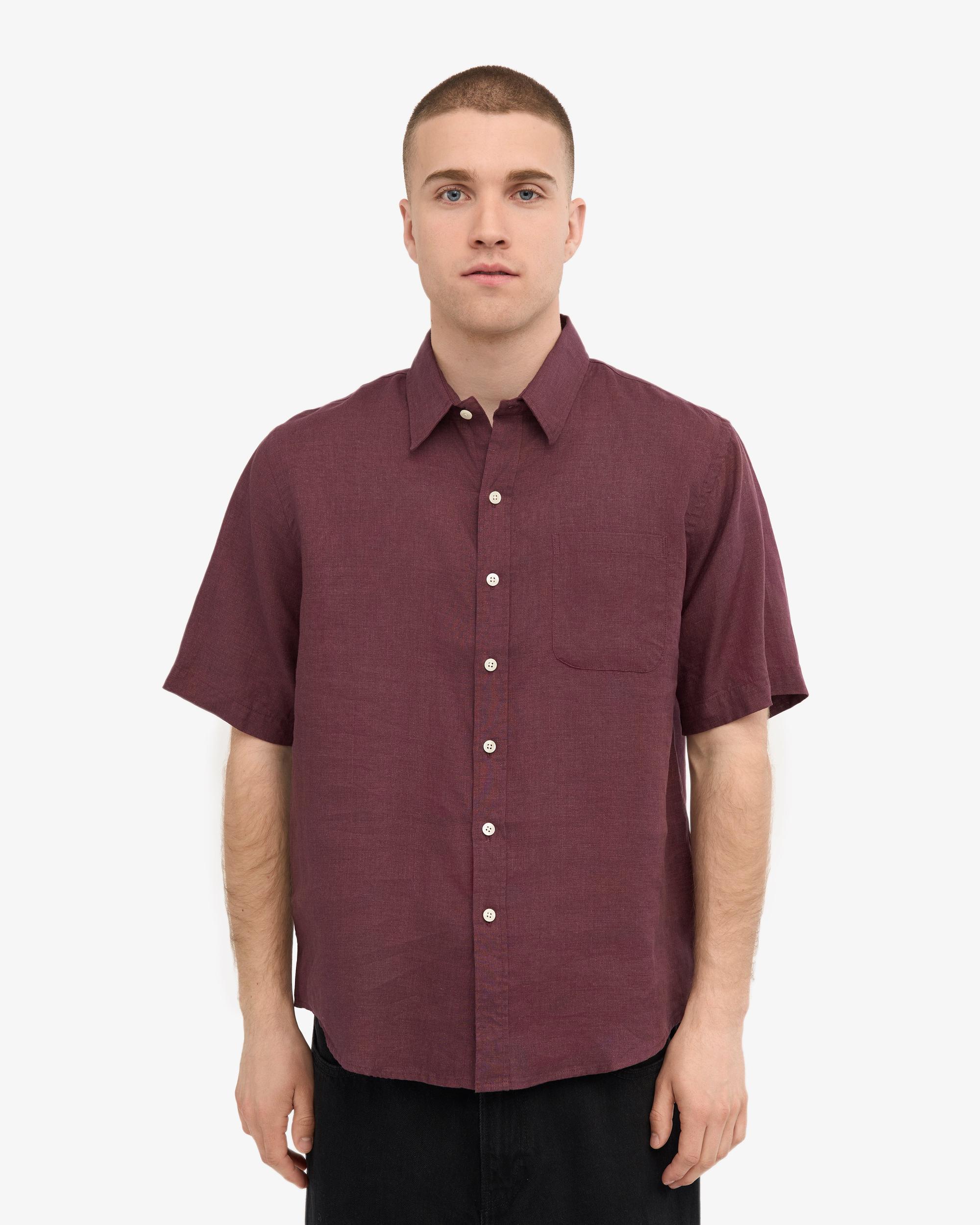 Linen SS Shirt - Oxblood Red Product Image