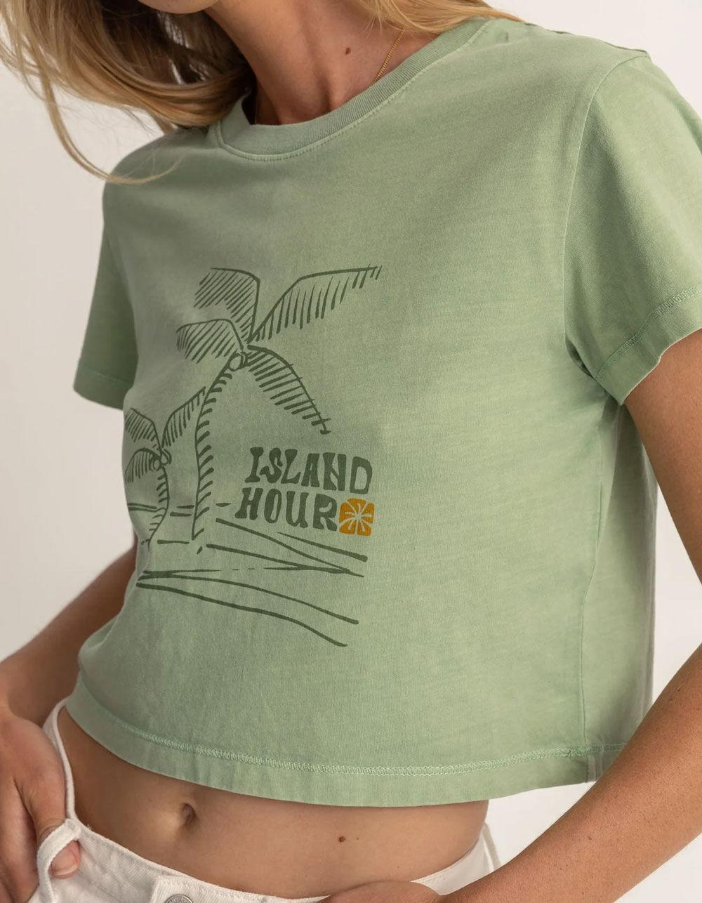 RHYTHM Island Hour Vintage Womens Crop Tee - SAGE Product Image