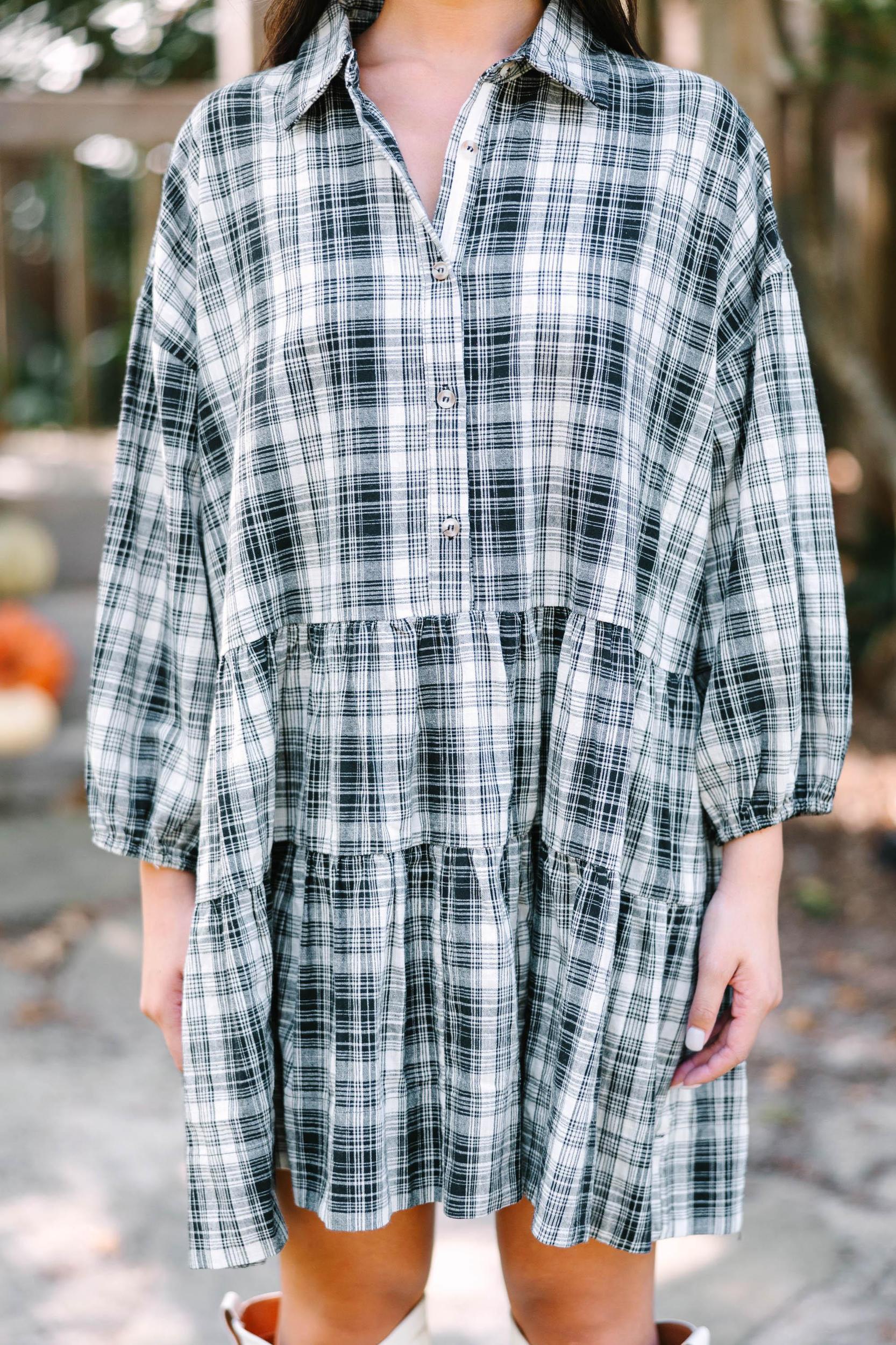 Give You Everything Black Plaid Dress Female Product Image