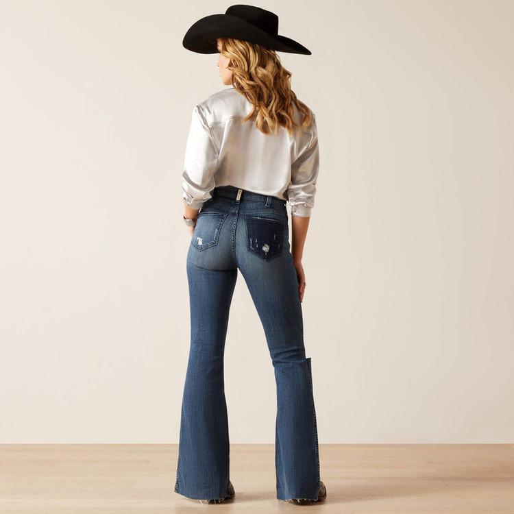 SALE Ariat® Ladies REAL High Rise Thea Flare Jean - Raw Hem Product Image