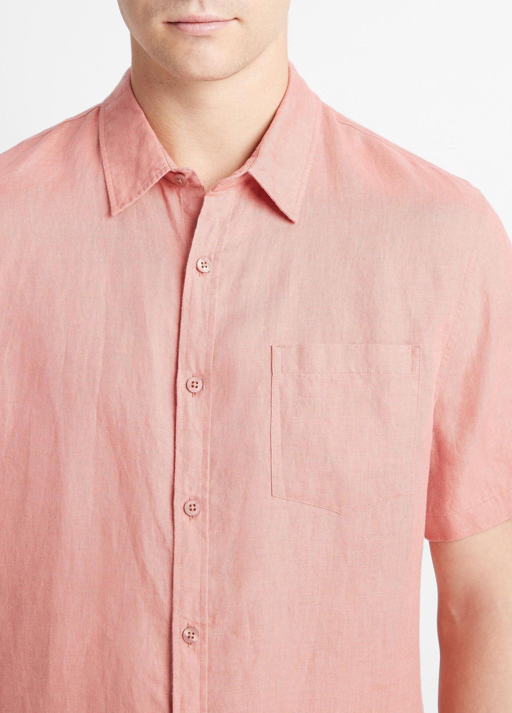 Mens Linen Short-Sleeve Shirt, Pumice Rock, Size XS Vince Product Image